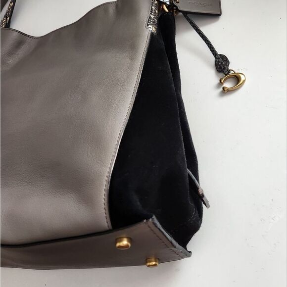 COACH Dalton Exotic Snakeprint Suede Leather Shoulder Bag - Picture 12 of 12